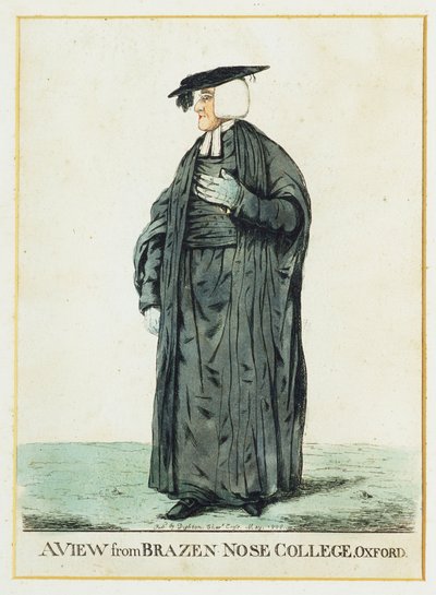 A View from Brazen Nose College, Oxford (handfärgad etsning) av Robert Dighton