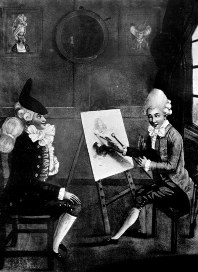 Makaronmålaren, eller Billy Dimple som sitter för sin bild, 1770 av Robert Dighton