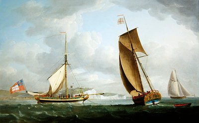 Trinity House Yacht i två positioner utanför Dover av Robert Dodd