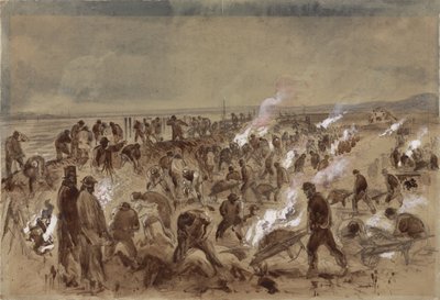 Arbetare lägger telegrafkabel av Robert Dudley