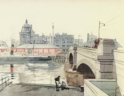 Glasgow: George V Bridge (färglitografi) av Robert Eadie