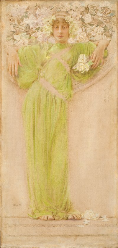 En krans av rosor (juni) 1897 (olja, pastell och blyerts på duk) av Robert Frederick Blum