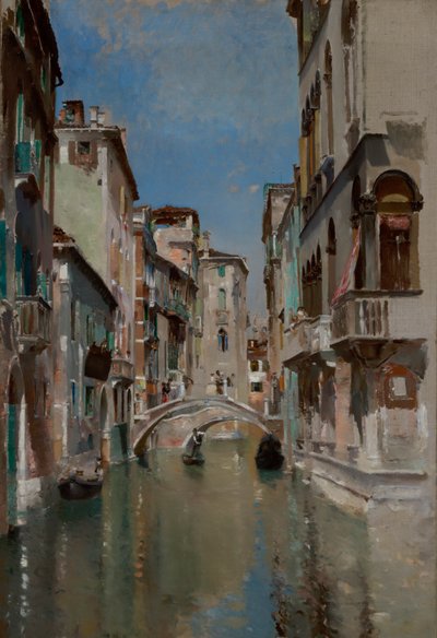 Kanal i Venedig, kvarteret San Trovaso, ca. 1885. av Robert Frederick Blum