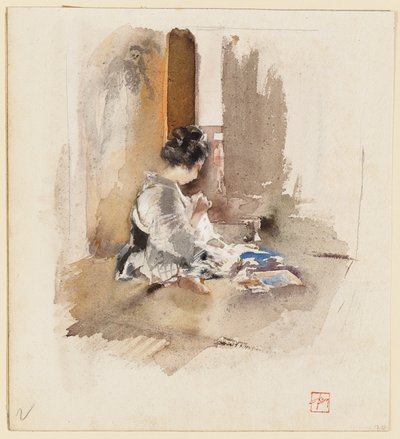 Japansk flicka som syr av Robert Frederick Blum