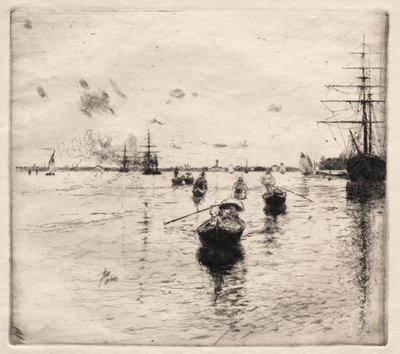 Lagunen med ångfartyg och gondoler av Robert Frederick Blum