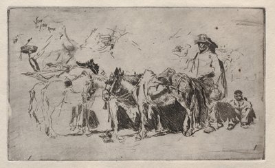 Män och åsnor, Rom, 1880. av Robert Frederick Blum