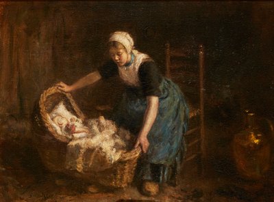 Sleep, Baby, Sleep (olja på duk) av Robert Gemmell Hutchison