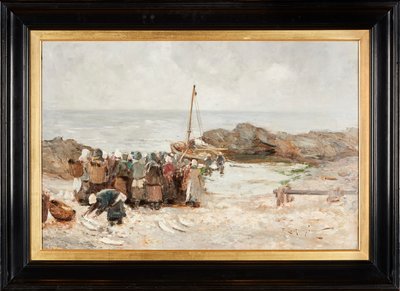 The Fishermen Return (olja på duk) av Robert Gemmell Hutchison
