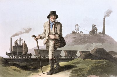 Blenkinsop ånglok vid Middleton colliery nära Leeds, West Yorkshire, 1814 av Robert Havell