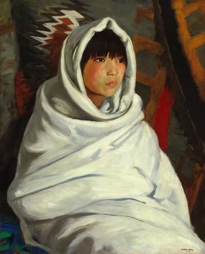 Indisk flicka i vit filt av Robert Henri