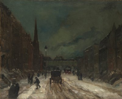 Gatubild med snö (57th Street, NYC.) av Robert Henri