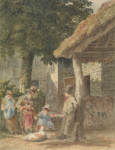 Barn med en hund på gården av Robert Hills