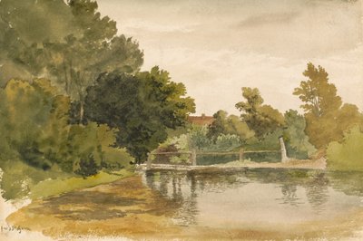 Reflektioner i en trädbevuxen pool av Robert Hills
