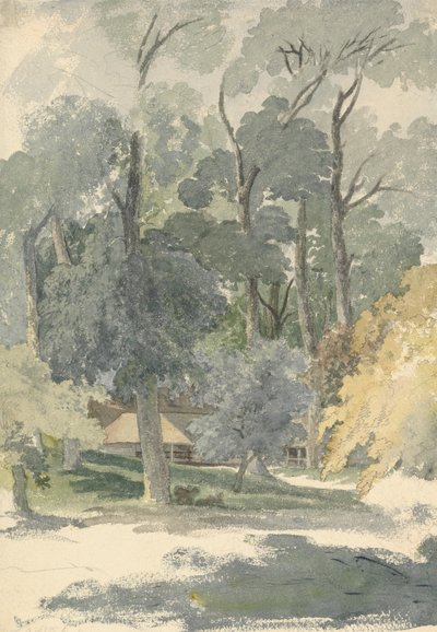 Träd och lador i Ashstead Park, Surrey av Robert Hills