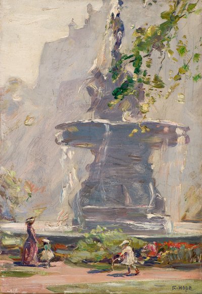 The Fountain, Princes Street Gardens, Edinburgh (olja ombord) av Robert Hope