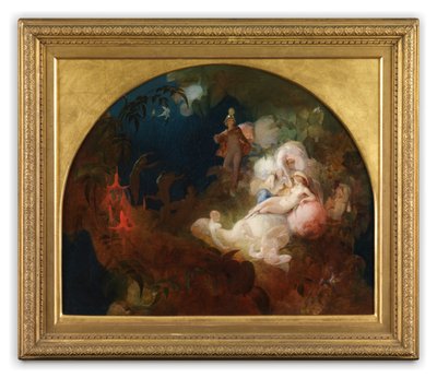 Där sover Titania (olja på panel) av Robert Huskisson