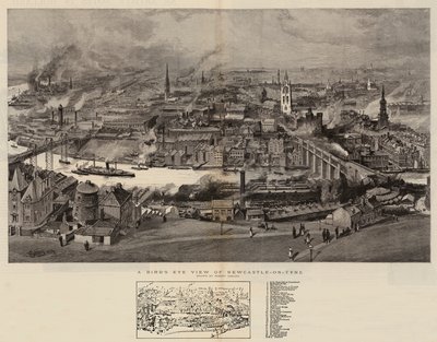 Ett fågelperspektiv över Newcastle-on-Tyne av Robert Jobling