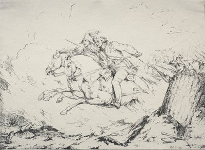Exemplar av polyautografi: Kavalleriladdning av Robert Kerr Porter