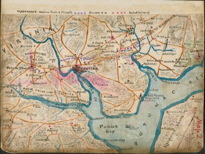 (Karta över nedre delen av Potomacfloden som visar vaktlinjer, januari 1862) LOC gvhs01.vhs00059 av Robert Knox Sneden