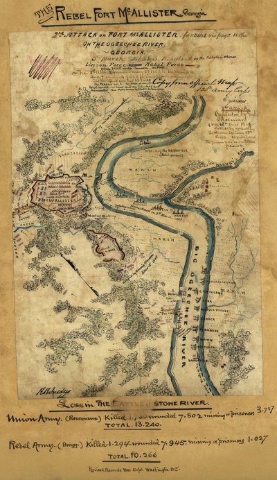 2:a anfallet mot Fort McAllister vid floden Ogeechee, Georgia LOC gvhs01.vhs00278 av Robert Knox Sneden