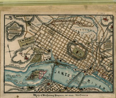 Karta över Richmond, Virginia...1863. LOC gvhs01.vhs00051 av Robert Knox Sneden