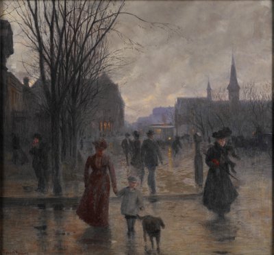 Regnig kväll på Hennepin Avenue, c.1902 av Robert Koehler