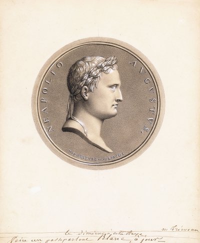 Kejsar Napoleon I, i profil till höger - En design för en medalj av Robert Lefevre