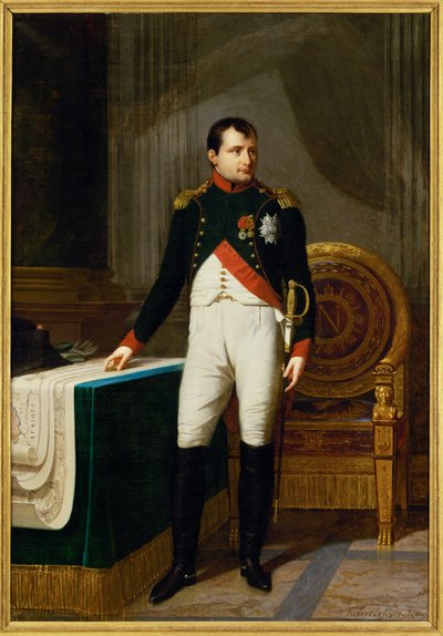 Kejsar Napoleon I som överste i Chasseurs a cheval de la garde ... (målning på duk) av Robert Lefevre