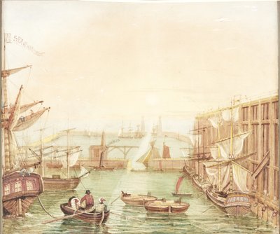 Seaham Harbor (akvarell, kroppsfärg, penna och bläck på papper) av Robert Mackreth