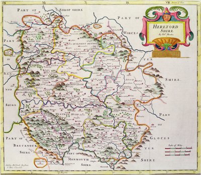 Karta över Herefordshire, 1695 av Robert Morden