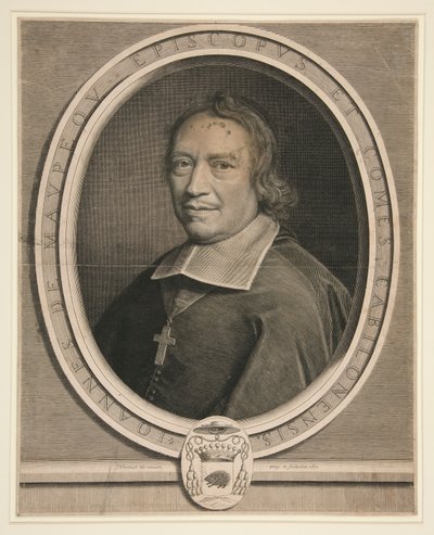 Porträtt av Jean de Maupeou, biskop och greve av Chalons-sur-Saone av Robert Nanteuil