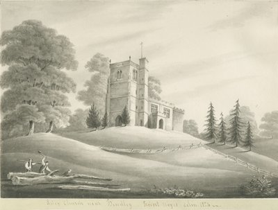 Arley Church: sepiateckning, 1824 av Robert Noyes
