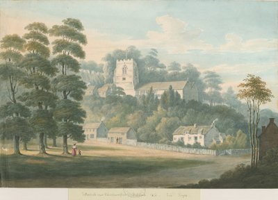 Tettenhall Church and Village: akvarellmålning, 1826 av Robert Noyes