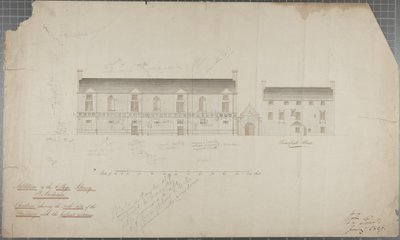 Arkitektritning av universitetsbiblioteket, 1827 (penna & wc på papper) av Robert Payton Reid