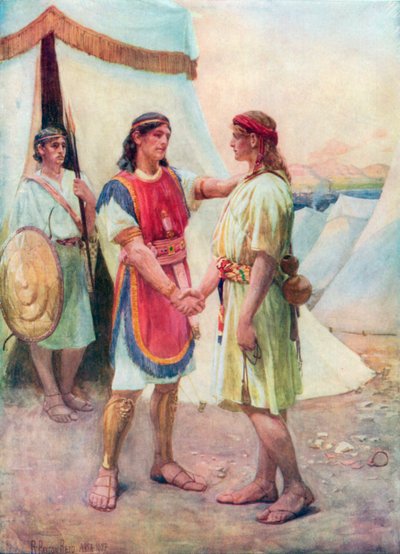 David och Jonathan (färglitografi) av Robert Payton Reid