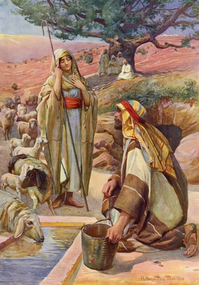 Rachel At The Well (litho i färg) av Robert Payton Reid