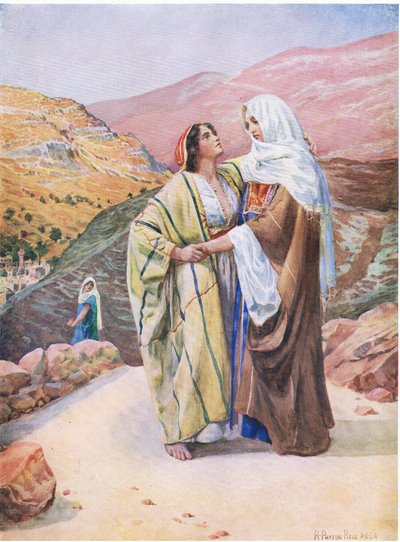 Ruth och Naomi, från The Bible Picture Book utgiven av Thomas Nelson, c.1950 av Robert Payton Reid