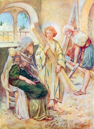 Jesu barndom (färglitografi) av Robert Payton Reid