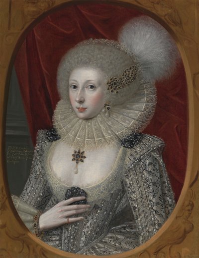 Porträtt av en kvinna, möjligen Elizabeth Pope (ca 1585; levande 1624) av Robert Peake the elder