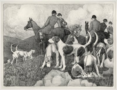 Jaktscen (litho) av Robert Polhill Bevan