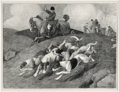 Jaktscen (litho) av Robert Polhill Bevan