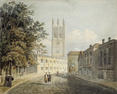 Magdalen College and the Eastern End of the High Street, Oxford, 1795 (akvarell över markeringar i grafit) av Robert Revd Nixon