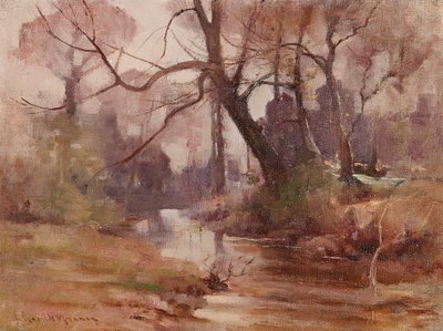 A Quiet Clearing by the River (olja på duk) av Robert Russell MacNee