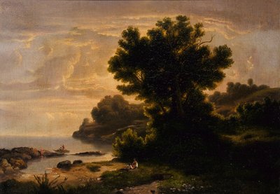 Landskap med familj vid sjö av Robert S. Duncanson