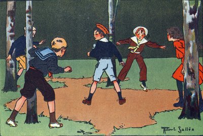 Fyra hörn. Gravering i "" Vad spelar vi? ”” av E. Weber med akvarellteckningar av Robert Salles (1871-1929). Librairie Garnier Freres, Paris av Robert Salles