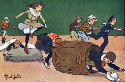 Hinderloppet. Gravering i "" Vad spelar vi? ”” av E. Weber med akvarellteckningar av Robert Salles (1871-1929). Librairie Garnier Freres, Paris av Robert Salles