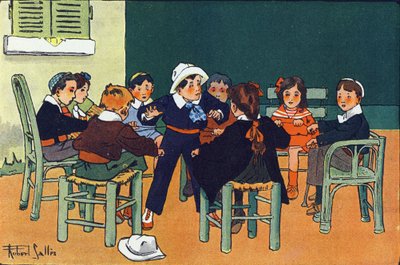 Till illern. Gravering i "" Vad spelar vi? ”” av E. Weber med akvarellteckningar av Robert Salles (1871-1929). Librairie Garnier Freres, Paris av Robert Salles