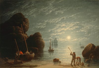 Kustlandskap i månsken av Robert Salmon