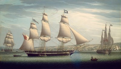 Fartygets favoritmanövrering utanför Greenock, 1819. av Robert Salmon