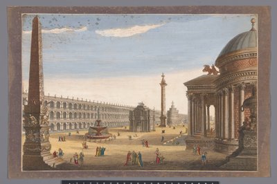 Utsikt över en obelisk, en triumfbåge, en kolumn och andra byggnader i Rom Rom i sin ursprungliga prakt (titel på objekt) av Robert Sayer (possibly)